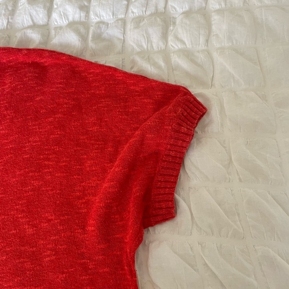 Eileen Fisher Red Orange Cotton Linen Sweater - Picture 6 of 8